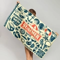 Microfiber beach towel with summer icons like anchors and palm trees in cream and red - Yacht Club Summer (STMJ02-19)