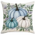 Kissenbezug mit herbstlichem Aquarell-Kürbismotiv und Leinentextur für Sofas - Einseitiges Leinen (Ohne Füllung) / Mehrfarbiger Kürbis Stil (DYM360-4)