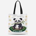 Dettaglio della borsa in tela con panda e stampa Don't Grow Up It's A Trap - Stile Don't Grow Up Trap (FBDT08-1)