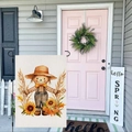 Garden flag with scarecrow and sunflowers design for autumn home porch decor - Sunflower Scarecrow Style (HYQT51-5)