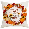 Vierkante herfst kussensloop met pompoenen en Fall Is In The Air tekst decoratie - 45x45cm Linnen Enkelzijdig Zonder Kern / Pompoen Krans
