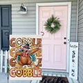 Thanksgiving garden flag featuring a cartoon turkey and autumn pumpkin with metal pole - Sunglasses Cartoon Turkey Style (HYQT51-11)