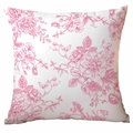 Sierkussensloop met roze bloemenprint en handgetekende botanische lijntekeningen - Polyester Enkelzijdig Zonder Kussenkern / TDLD90-3 (Roze)