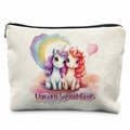 Détail du sac en toile avec motif licorne mignon et fermeture éclair noire robuste - Style Objectifs de l'Escouade de Licornes(THZB17-16) / 21.5x15cm / Blanc Cassé
