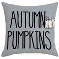 Leinen Herbst Kürbis Kissenbezug mit schwarzem Schriftzug auf weißem Hintergrund - Einseitiges Leinen (Ohne Füllung) / Autumn Pumpkins Text Stil (DYM360-2)