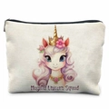 Détail de la texture du sac en toile blanc cassé avec motif imprimé Magical Unicorn - Style Escouade de Licornes Magiques(THZB17-5) / 21.5x15cm / Blanc Cassé