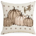 Fall pumpkin polka dot linen pillow cover for autumn farmhouse sofa decoration - Daisy Pumpkin (DYM366-1) / 45x45cm Linen Without Core