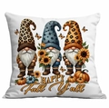Vierkante herfstkussenhoes met kabouters, pompoenen en Happy Fall Y'all belettering - 45x45cm Enkelzijdige Bedrukking