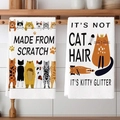 2er-Set saugfähige Küchenhandtücher mit Katzenmotiven und niedlichen Illustrationen - MJBT65-1 Katzen Zitat Stil / 40x60cm