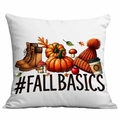 Federa per cuscino bianca con zucca, stivali e stampa autunnale #FALLBASICS - Basici Autunnali (CDR352-9) / 45x45cm Stampa su un Lato