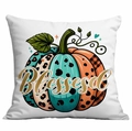 Federa bianca quadrata con stampa di zucca a motivi e decorazione dorata Blessed - 45x45cm Stampa su un Lato