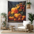 Autumn harvest tapestry featuring pumpkin and sunflower design for home wall decoration - 70x100cm Brushed Fabric / Style 7
