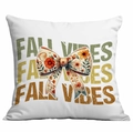 Federa per cuscino bianca per il Ringraziamento con scritta Fall Vibes e fiocco floreale - Fiocco Vibes Autunnali (CDR352-22) / 45x45cm Stampa su un Lato
