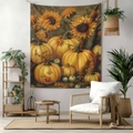 Autumn pumpkin and sunflower wall tapestry for cozy living room harvest decoration - 70x100cm Brushed Fabric / Style 9