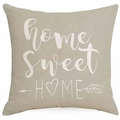 Funda de cojín beige cuadrada con texto home Sweet HOME y diseño de corazón - Lino Una Cara Sin Núcleo