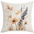 Leinen Kissenhülle mit herbstlichen Aquarell-Trockenblumen und Beeren in Beige - Vintage Botanisches Design (DYM358-3)