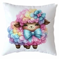 Square white pillowcase with colorful macaron sheep print for home sofa decor - Rainbow Sheep Style (CDR367-10) / Standard Square Short Plush