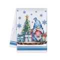 Christmas kitchen towel with watercolor gnome and festive tree print on white background - Christmas Gnome Style (MJBT61-1) / 40*60cm