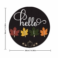 Round wooden Hello Fall hanging sign with colorful maple leaves and pumpkin decor - Round / Hello Fall Letters Maple Leaf Style (YCD55-6)