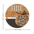 38cm Autumn Round Wooden Sign with Hello Fall Text and Leopard Pattern Pumpkin - Round / Leopard Pumpkin Hello Fall Style (YCD55-8)