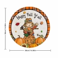 Autumn wooden door sign with scarecrow and pumpkin design, 38cm diameter round decor - Round / Scarecrow Happy Fall Y'all Style (YCD55-10)