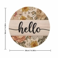 38cm round rustic welcome sign featuring sunflowers and 3D black hello lettering - Round
