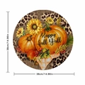 Autumn harvest round placemat with leopard print pumpkins and Happy fall Y'all text 38cm - Round / Leopard Sunflower Happy Fall Style (YCD55-15)