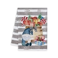 Christmas kitchen towel with watercolor gnome and gift bags on white backdrop - Gnome with Gift Bag Style (MJBT61-17)