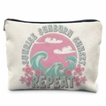Canvas storage bag with sunrise sunset print and sunrise sunburn sunset repeat text - Sunrise Sunset Pattern (TSND20-1) / 21.5*15cm High Density Linen