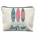 Summer canvas pouch with Surf's up print and colorful surfboards illustration - Surfboard Pattern (TSND20-3) / 21.5*15cm High Density Linen