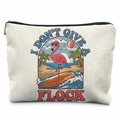 Canvas organizer bag with flamingo surf print and I Don't Give A Flock text design - Flamingo Surfing Pattern (TSND20-4) / 21.5*15cm High Density Linen