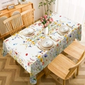 Rectangle tablecloth with colorful wildflower print on cream fabric for dining decor - Zb692-10 / 40*60cm Brushed Fabric