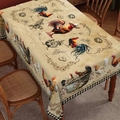 Rustic farmhouse rectangular tablecloth with vintage rooster print and checkered border - Zb692-13 / 40*60cm Brushed Fabric