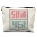 Canvas summer storage pouch with colorful SUMMER vibes print and durable zipper - Summer Vibes Pattern (TSND20-13) / 21.5*15cm High Density Linen
