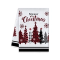Torchon de cuisine blanc avec motifs d'arbres de Noël et lettrage Merry Christmas - Style Divers Sapins de Noël (MJBT61-40)