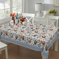 Rectangular tablecloth with rustic rooster and floral print in navy and orange hues - Zb692-16 / 40*60cm Brushed Fabric