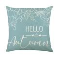 Light blue fall pillow cover with white pumpkin print and HELLO Autumn typography - Hello Autumn Light Blue Style (DYM349-5) / 45cmx45cm Linen Without Core