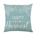 Linen autumn throw pillow cover with blue background and white HAPPY Harvest print - Happy Harvest Light Blue Style (DYM349-6) / 45cmx45cm Linen Without Core