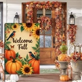 Bandiera da giardino Welcome Fall con girasole, zucca e uccello in scena autunnale - Girasole Zucca (HYQ92-1)