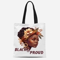 Détail de l'illustration Black & Proud sur sac cabas en toile blanche avec anses noires - Illustration d'Art Black & Proud (TFBD36-13) / 33*39cm