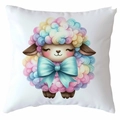 Square white pillowcase featuring a cute colorful sheep print and soft plush texture - Rainbow Sheep Style (CDR367-12) / Standard Square Short Plush