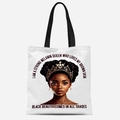 Détail de l'illustration Black Queen et du texte sur un sac fourre-tout en toile - Style Portrait Couronne Dorée (TFBD36-4) / 33*39cm
