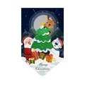 Detail of Christmas banner featuring Santa Claus, reindeer and Merry Christmas text - Red Green Blue Multicolored Cartoon Style (DQ05-8)