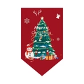 Detail of red Christmas bunting featuring snowman, tree illustrations and Merry Christmas text - Red Snowman and Santa Claus Style (DQ05-11)