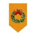 Detailed fabric texture of Christmas bunting flag with hand-drawn festive wreath design - Orange Yellow Christmas Wreath Style (DQ05-14)