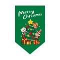 Detail of green Christmas bunting featuring cartoon cats, trees, and Merry Christmas text - Green Background Christmas Cat Illustration Style (DQ05-9)
