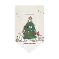 Detail of linen Christmas bunting featuring hand-drawn Santa and Happy Christmas text - Beige Hand-painted Fresh Tree Style (DQ05-10)