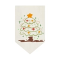 Close-up of hand-painted Christmas tree pattern on beige canvas triangular pennant flag - Cream Background Hand-painted Wreath Style (DQ05-6)