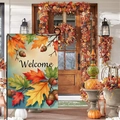 Autumn welcome garden flag featuring colorful maple leaves and acorns for yard decoration - Multicolor Maple Leaves Acorn (HYQ92-12)