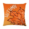 Autumn themed pillow case with orange maple leaf and white Autumn text print - Autumn Big Maple Leaf Style (DYM349-26) / 45cmx45cm Linen Without Core